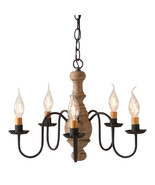 COUNTRY CHANDELIER 5 Candelabra WOOD &amp; METAL Ceiling Light AMERICANA Pea... - $517.81 CAD
