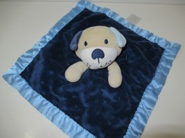 Garanimals tan puppy dog blue minky dot Baby Security blanket Lovey Satin  - £7.76 GBP