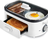 White 3-In-1 Breakfast Maker Station Healthy Ceramic Nonstick Dual Gridd... - £56.88 GBP