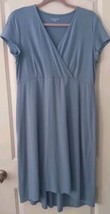 Eileen Fisher Sz. M Organic Cotton/Lycra Dress Faux Wrap Hi-lo  Periwinkle Blue - £20.91 GBP