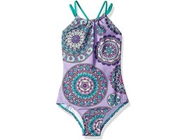 Kanu Surf Girls&#39; Jasmine Beach Sport Halter One Piece Swimsuit Jasmine Purple 14 - £9.55 GBP