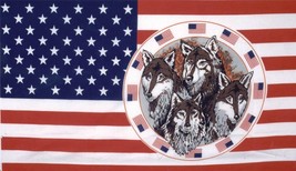 USA CIRCLE OF WOLVES 3X5 FLAG FL309 banner WOLF w grommets united states... - £5.18 GBP