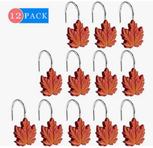 NEW Maple Leaf Decorative Shower Curtain Hook Set of 12 rustic red golden yellow - £7.84 GBP