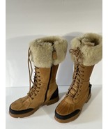 Lauren Ralph Lauren Quinta Brown Leather Shearling Sheep Boots Size 7B/1... - $79.19