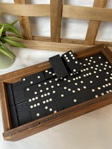 Vintage Black Dominoes With Wooden Box. - £16.39 GBP