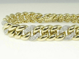 1.50 Ct Simulated Diamond Miami Cuban Link Bracelet Men&#39;s 925 Silver Gold Plated - £256.10 GBP