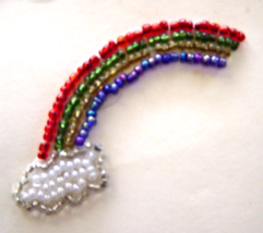 Vintage Small Rainbow Cloud Sequin Applique Sew-On Sequined Patch  NIP  - $8.99