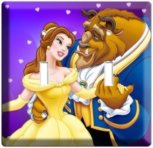 DISNEY BEAUTY AND THE BEAST DANCING DOUBLE LIGHT SWITCH PLATE GIRLS ROOM BEDROOM