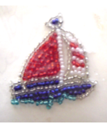 Vintage Sailboat Red Sequin Applique Sew-On Sequined Patch  NIP  - £7.18 GBP
