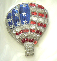 Vintage Silver American Air Balloon Sequin Applique Sew-On Sequined Patch  NIP  - $8.99