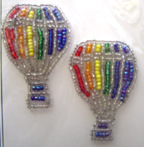 Vintage Silver Rainbow Air Balloons Sequin Applique Sew-On Sequined Patch  NIP  - $8.99