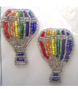 Vintage Silver Rainbow Air Balloons Sequin Applique Sew-On Sequined Patc... - £7.10 GBP