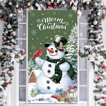 Christmas Snowman Door Cover Merry Christmas Door Decorations Winter Snowman Bac - £12.98 GBP