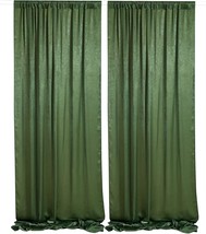 Olive Green Thick Satin Wedding Backdrop Drapes, Non-Transparent Window Curtains - $37.97