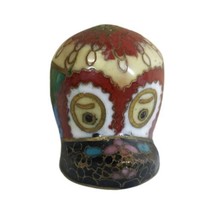 Vintage Hand Made Enamel Porcelain Cloisonné Dog Head Thimble - £17.67 GBP