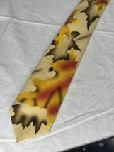 Vintage Marmen Tie Fall Autumn Leafs Beige Brown - $186.21 MXN