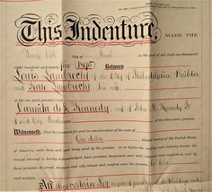 1895 Antique Deed Indenture Louis Lambrecht To Carmita De S Kennedy Phila Pa - £67.88 GBP