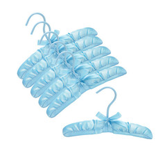 Light Blue 10&quot; Satin Padded Baby Top Hangers (Pack of 6) - £14.38 GBP