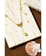 Gold Bowknot Heart Pendant Chained Necklace - $90.92 MXN
