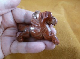 Y-PEG-RU-727) red Jasper PEGASUS flying wings mythical horse Figurine ca... - $329.75 MXN