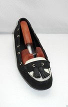 Ralph Lauren &quot;Gael&quot; Black/Ivory Nubuck Leather Tassel Wedge Loafers - Women&#39;s 6 - £15.23 GBP