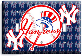 Baseball New York Yankees Team Logo Triple Light Switch Game Tv Room Home Decor - £14.11 GBP