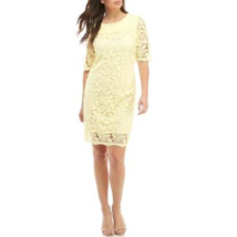 New Sandra Darren Yellow Crochet Lace Sheath Dress Size 8 Size 10 - £34.01 GBP