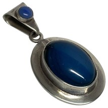 Vintage Sterling 925 Silver Mexico Sodalite Blue Stone Pendant 18 Grams. - $85.00