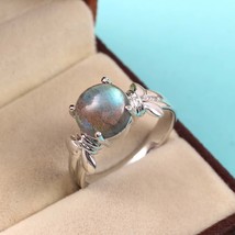 Labradorite Ring Stackable Handmade Ring 925 Sterling Silver Simple Ring - £53.48 GBP