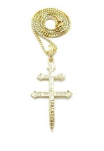 Cross of Lorraine Gold-Tone Pendant with a Box Chain Necklace - £16.02 GBP