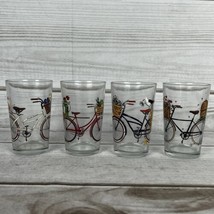 Set Of 4 Creative Co-Op Bicycle Bird Flower Floral 6 Oz Drinking Glass Juice - £15.79 GBP