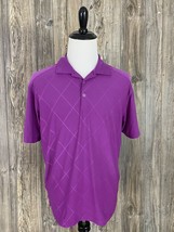 NIKE Dri-Fit Golf Men's Polo Medium Pinkish Purple Check Print Polyester/Spandex - £14.20 GBP