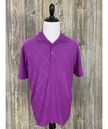 NIKE Dri-Fit Golf Men&#39;s Polo Medium Pinkish Purple Check Print Polyester... - £14.33 GBP