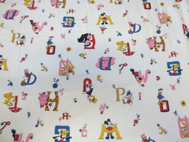 RARE Vtg Walt Disney Productions Fabric Mickey Minnie Mouse Bambi Dumbo Alphabet - £47.19 GBP