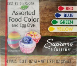 Culinary Colorants Food Colors Egg Dye  Red Blue Green Yellow - $2.96