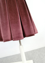 Winter PURPLE Midi Pleated Skirt Women Plus Size Velvet Pleated Midi Skirt image 11