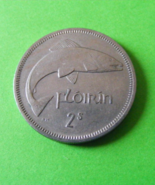 Original 1964 Irish Two Shilling Coin - Leaping Salmon And Harp - Better... - $7.13 CAD