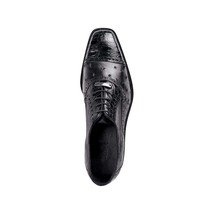 Men Belvedere Black Shoes Onesto 2 Genuine Ostrich Crocodile Leather Lace 1419 image 2