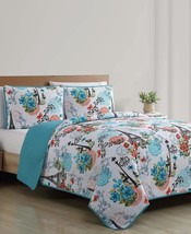 Vcny Home - Quilt Set, Reversible Medallion Bedding, Eiffel Blue, Full/Q... - $688.37 MXN