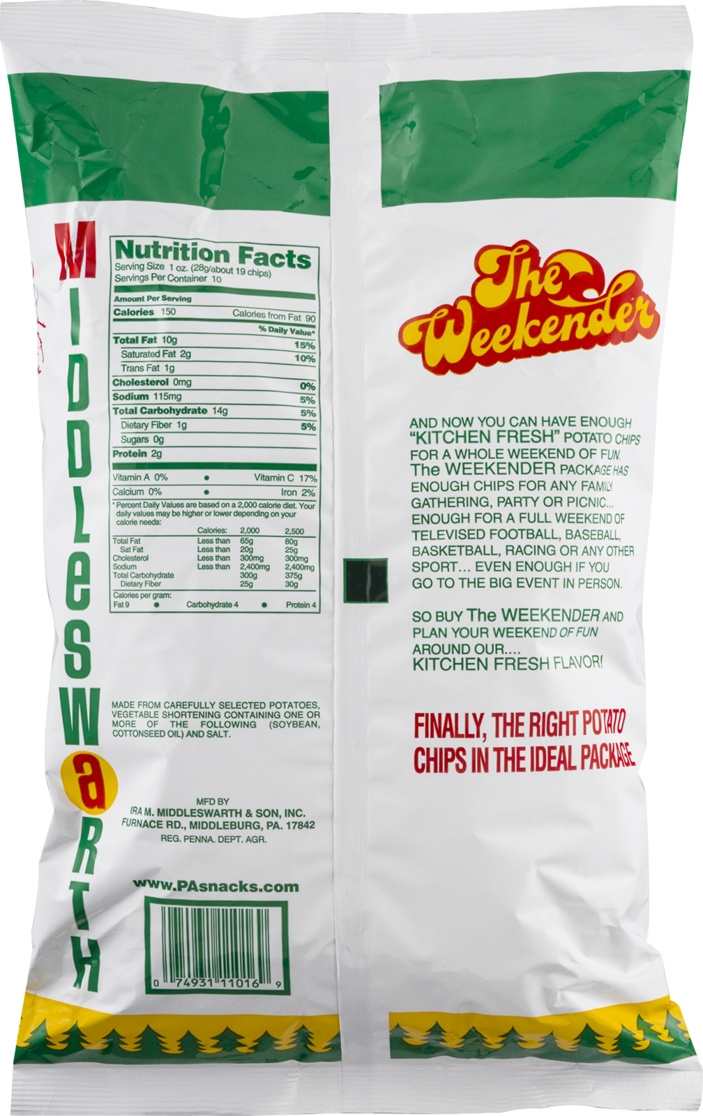 Middleswarth Kitchen Fresh Potato Chips The Weekender 10 Oz. (3 Bags
