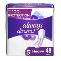 Always Discreet Incontinence Pads, Heavy Absorbency, Regular Length, 48 ... - $32.22