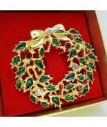NEW Vintage Christmas Signed VAN DELL Wreath Pendant / BROOCH PIN Rhines... - €33,20 EUR