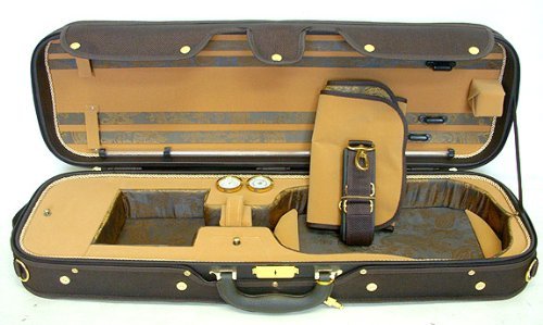 Luxury Euro-Style 4/4 Violin Case Oblong Brown/Light Brown/Tan - $137.19