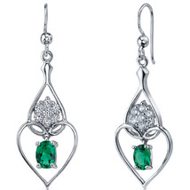 Sterling Silver 1.5 Carats Emerald Heart Earrings - £75.13 GBP