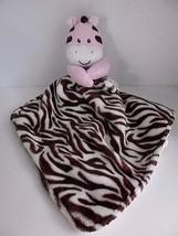 Baby Starters Zebra Blanket Pink Cream Brown Satin Security Lovey - £15.62 GBP