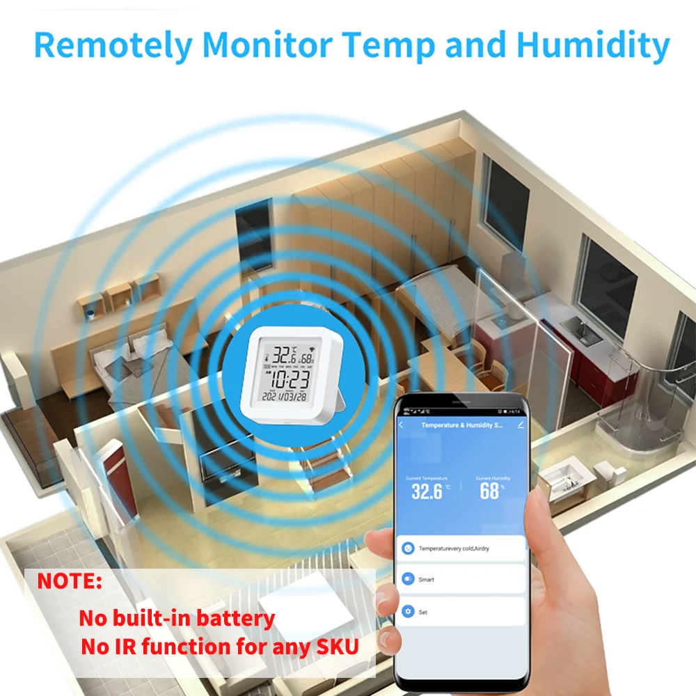 House Home Tuya WIFI Temperature &amp; Humidity Sensor for Smart House Home var Smar - £35.17 GBP