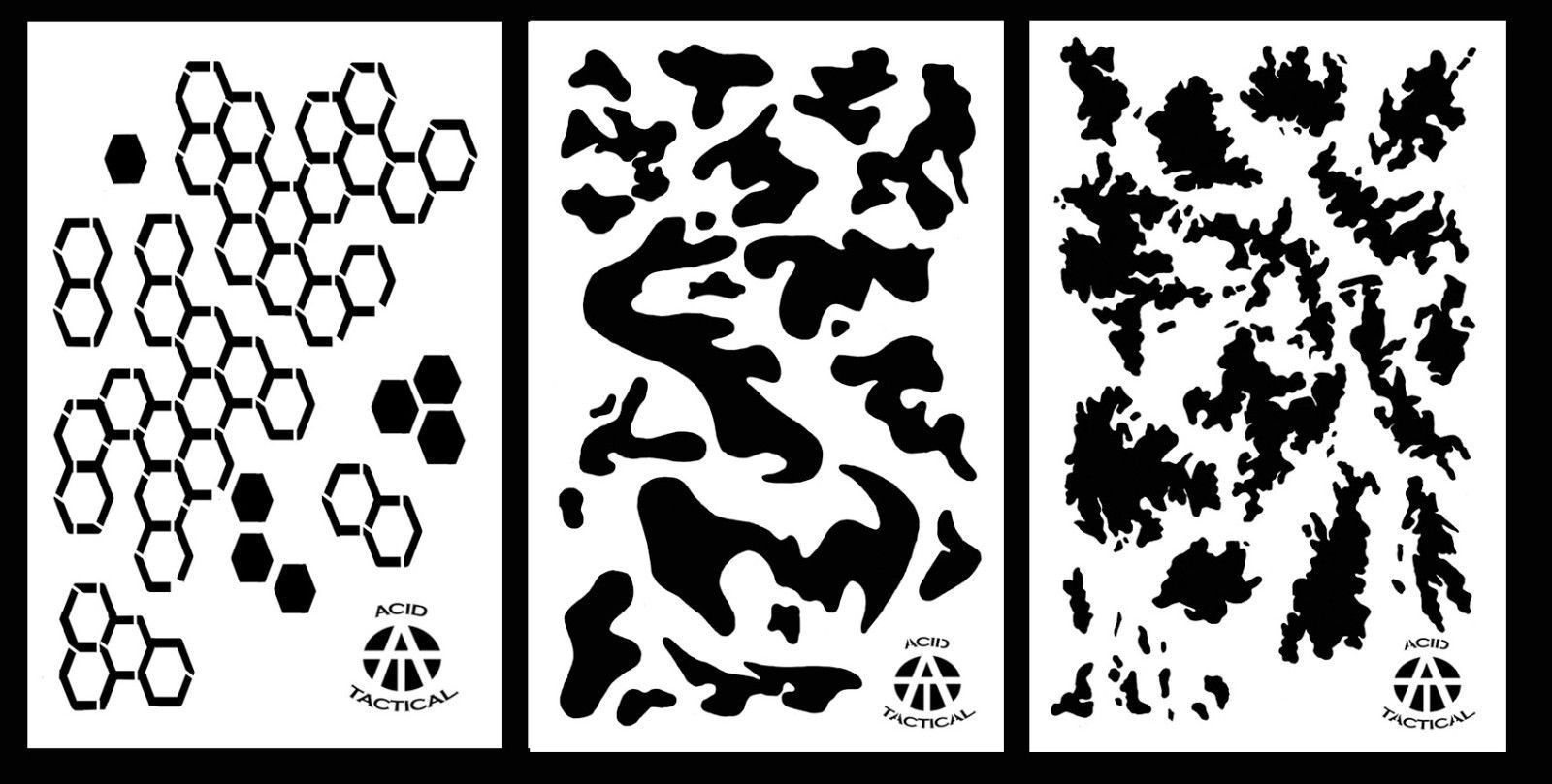 3Pack! Camouflage Airbrush Spray Paint Camo Stencils HEXACAM, ARMY CAMO,... - $13.99