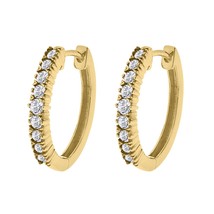 14K Yellow Gold Plated Silver 0.50 ct Brown Diamond Hoop Earrings Women Day Gift - £44.83 GBP