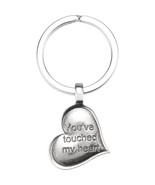 Sterling Silver &quot;You Touched My Heart&quot; Heart Print Keyring - $165.47 CAD