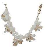 White &amp; Gold Chunky Beaded Floral Necklace With Adjustable Chain Womens ... - $454.99 MXN